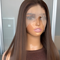 Perruque synthétique à dentelle frontale 13x4, 30 pouces, 30 4 30 #   Perruque en dentelle transparente en fibre haute température, couleur brun châtain, pour femmes