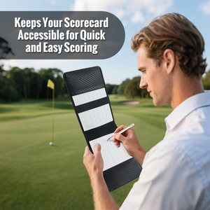 Carbon Fiber Leather Scorecard Holder Customized Leather Golf Scorecard Yardage Book Cover with Pen & Score Cards - Product Image 3
