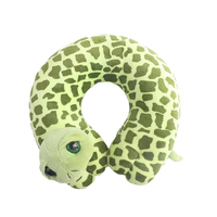 Petit oreiller de voyage en coton PP en forme de U, style kawaii, personnalisé, adapté aux enfants, jouet en peluche en forme de tortue, super doux