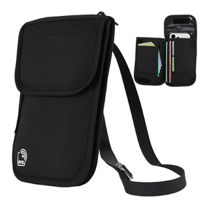 กระเป๋าใส่พาสปอร์ตแบบกันน้ำ ป้องกัน RFID สำหรับทุกเพศ พร้อมช่องใส่บัตรแบบซ่อน และสายสะพายปรับได้ - Product Image 1