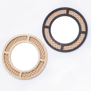 <b>Round</b> <b>Wall</b> <b>Mirror</b> Imitation Rattan Woven Frame Decorative Home Decor Hanging Item For Living Room Entryway - Product Image 3