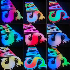 동적 불꽃 및 웨이브 효과가 있는 맞춤형 3D RGB LED 간판 프로그래밍 가능한 3D 로고 및 빌보드용 고유 마크 - Product Image 3