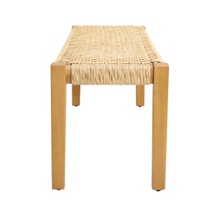 Hand-Crafted Acacia Wood Outdoor <strong>Bench</strong> - ANGIE <strong>Teak</strong> Patio Seating with Faux Rattan Seat - Product Image 6