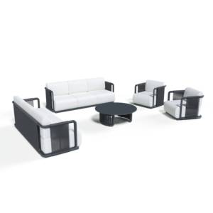 Set Divano da <span class=keywords><strong>Giardino</strong></span> Moderno in Lega di Alluminio e Corda, Impermeabile, Durevole, ad Asciugatura Rapida, Colore Personalizzabile, Arredamento da Esterno - Product Image 1