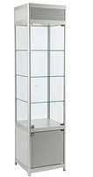 Vitrine de présentation autoportante en bois écologique pour magasin, avec éclairage LED arrière en verre, personnalisable, pour le stockage de parfums et cosmétiques