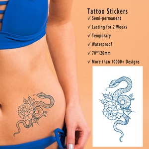 Tatuaggi Temporanei Semi-Permanenti 70x120mm, Motivi Serpente, Fiore, <span class=keywords><strong>Piuma</strong></span>, Totem Tribale, Resistenti all'Acqua per 2 Settimane - Product Image 2