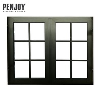 Ventana Abatible de Aluminio con Rotura de Puente Térmico, Triple Acristalamiento, Vidrio Templado, con Patrón de Rejilla y Aislamiento Térmico