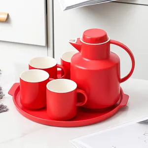 Porcelain Tea Set New Products Colored Glaze Matte Morden Simple Luxury European Porcelain Tea Cup Sets Tea Set With Teapot