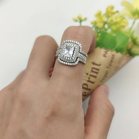 Ensemble de bagues de fiançailles et de mariage en argent 925 serties de pierres brillantes pour femmes