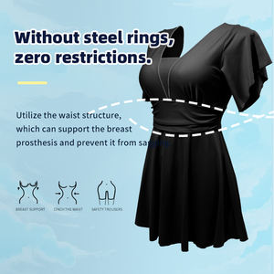 Traje de Baño de Una Pieza para <span class=keywords><strong>Mastectomía</strong></span>, Talla Grande, Cuello Profundo, para Mujer, con Espacio para Prótesis Mamaria, Material Spandex/Nylon, Transpirable y de Secado Rápido, OEM/ODM - Product Image 6