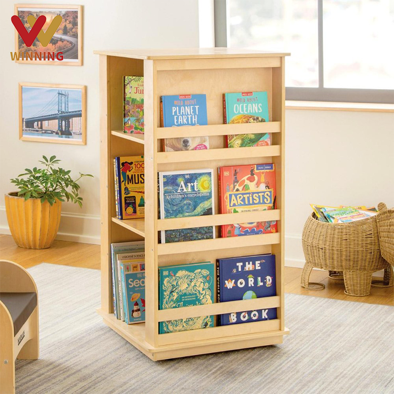 Montessori Rotating Bookshelf 4 Sided Large