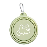 Bol pliable en silicone pratique et portable pour animaux de compagnie, avec un joli motif de dessin animé et un crochet, idéal pour l'alimentation quotidienne des animaux en extérieur