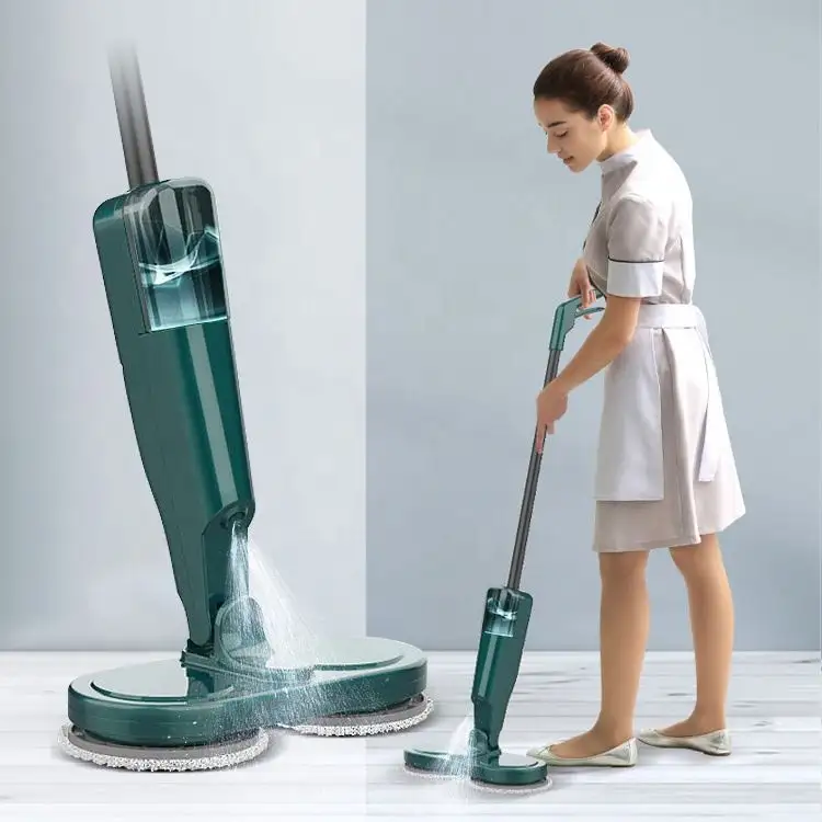 Household rechargeable cordless 360 spin rotate mopping cleaner machine water tank steam spray electric mop