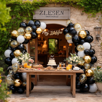 Ensemble de 50 ballons en latex brillant noir, blanc et or de 12 pouces pour décorations d'anniversaire, de mariage et de remise de diplôme