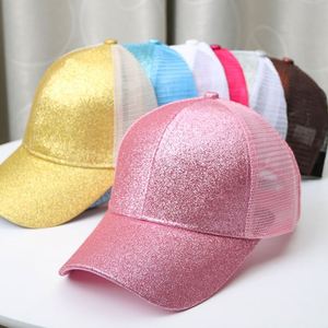 Gorras de béisbol de verano para mujer al por mayor con purpurina, sombreros de malla con cola de caballo y lentejuelas para dropshipping - Product Image 2
