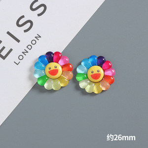 Sáng bóng mờ đầy màu sắc nhựa cabochons vui khác nhau có kích thước hướng dương với nụ cười mô hình cho hairbow Clip Giày thủ công trang trí - Product Image 5