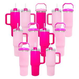 Light Pink H2.0 40Oz <b>Double</b> <b>Walled</b> Travel Tumbler Cup Powder Coated <b>Mug</b> for Cold Drinks - Product Image 1