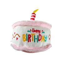 Jouets en peluche souples et couineurs de haute qualité, motif gâteau d'anniversaire de dessin animé, pour fêtes d'anniversaire de chiens, vente en gros