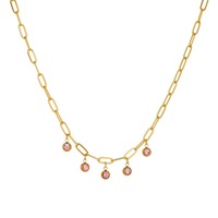 Parure de bijoux en acier inoxydable plaqué or 18 carats avec chaîne trombone en zircon cubique pour femme (collier, bracelet, bracelet de cheville)