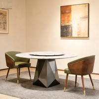Ensemble de salle à manger moderne de luxe en acier inoxydable noir, table à manger en marbre de pierre frittée dorée pour 4 personnes, 4 chaises
