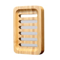 Porte-savon en bois de bambou naturel de gros avec plateau auto-drainant