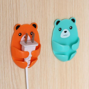 Bear Plug Hook Self-Adhesive Wall Mounted Multi Functional Power Socket Organizer Four Colors Per Pack - Product Image 2