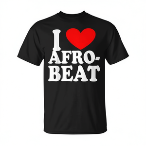 T-shirt promotionnel pour hommes et femmes Afro-Beat avec le design 'I Love Afro-Beat' - Product Image 2
