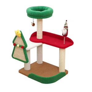 Torre de Escalada para Gatos Integrada de Navidad con Poste Rascador de Sisal, Plataforma de Salto, Juguete Duradero para Gatos que No Desprende Fibra, Seguro para Interiores, Tamaños Personalizados - Product Image 4