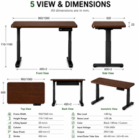 Bureau debout électrique ergonomique moderne à moteur unique, cadre en acier réglable, usage commercial et bureautique, achat en gros