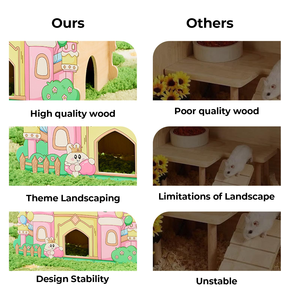 Jaula de Madera Multifuncional Grande para Hámster, Diseño Original, Temática Oceánica, Hábitat Oculto, Transpirable y Natural, en Oferta - Product Image 3
