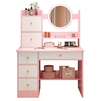 Table de maquillage moderne et simple pour chambre à coucher avec éclairage intégré, armoire de rangement multifonctionnelle, coiffeuse pour petits espaces, design panneau