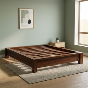 Base de Cama Moderna de Teca Sólida, Estilo Japonés Minimalista, Perfil Bajo, Muebles de Dormitorio en Varios Tamaños - Product Image 3