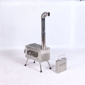 Portable Stainless Steel Wood Burning <b>Stove</b> With Side Viewing Window For Outdoor Camping - Product Image 4