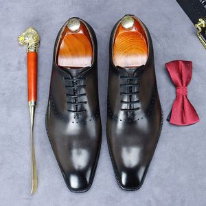 Chaussures Oxford pour hommes - Style gentleman rétro, doublure en cuir de vachette, à lacets, chaussures décontractées tendance en cuir pleine fleur britannique - Product Image 1