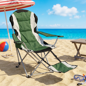 Portable Folding Camping Fishing Chair Beach Recliner Chair With <b>Footrest</b> Cup Holder for Outdoor Camping - Product Image 1