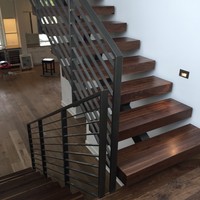 High end Amerikanischen Schwarzen Walnuss hartholz treppen lauffläche mit handlauf
