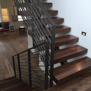 Pédale d'escalier en bois massif <span class=keywords><strong>de</strong></span> noyer noir, support d'escalier haut <span class=keywords><strong>de</strong></span> gamme, style américain, avec rambarde - Product Image 4