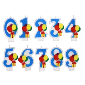 Feliz aniversário numeral velas com borda de cor vermelha, cera digital 0-9 bolo topper decoração