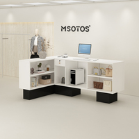 Magasin de vêtements moderne pour femmes Bureau d'accueil Petite table de bar en bois massif noir Comptoir de caisse pour salon de coiffure Simple et élégant