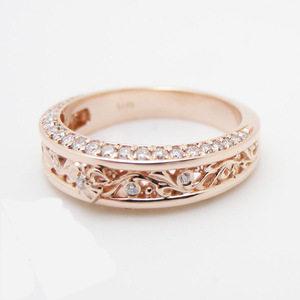 CAOSHI トレンディな女性用3Aジルコンリング、絶妙な中空の花のデザイン、ウェディング、スイートガールズ、ローズゴールドメッキ、ファッションジュエリーリング - Product Image 4