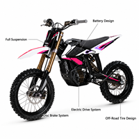 Moto électrique tout-terrain, batterie lithium, 7 vitesses, cadre en titane, moteur à moyeu avant, freins à disque hydrauliques, couple de 511 Nm, 21000 W