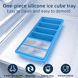 Bandeja de silicona para cubitos de hielo con tapa, 6 compartimentos, molde rectangular grande para congelador, fácil desmolde para el hogar, bar o restaurante, sin BPA - Product Image 3