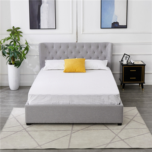 Marco de cama de madera de tamaño king para dormitorio, <span class=keywords><strong>muebles</strong></span> modernos de lujo con botones, cabecero curvo, venta al por mayor de <span class=keywords><strong>fábrica</strong></span> - Product Image 4