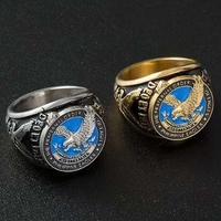 Bague religieuse Ahlla Hip Hop pour fiançailles, mariage, fête, en acier inoxydable 316L, argent, plaqué or 18K PVD, zircon, motif dollar USD