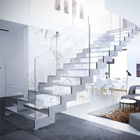Système d'escalier intérieur Maison moderne Escaliers en acier résidentiels/ Escalier droit flottant