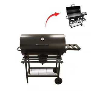 Hot Sale Modern Heavy Duty Iron Outdoor Charcoal Smoker Backyard Garden Barrel Trolley <strong>BBQ</strong> <strong>Grill</strong> with Folding Tables - Product Image 3