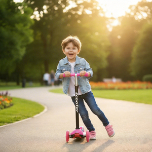 Trottinette d'extérieur moderne pour enfants à 3 roues en plastique bleu ciel, capacité 50 kg - Product Image 4