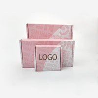 Boîte d'expédition luxueuse en carton ondulé rose, en matériau recyclé, doublée d'éponge, avec pelliculage mat, gaufrage UV, taille personnalisée, pour cadeau