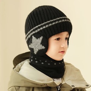 Enfants hiver chaud en peluche tricoté casquettes Benines chapeau et écharpe ensemble enfants garçons 3-8 Y extérieur Protection des oreilles Skullies chapeau - Product Image 2