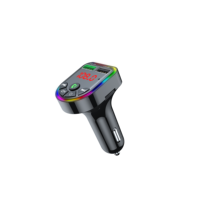 Monté sur voiture pour lecteur MP3 Bluetooth avec fonction mains libres et support de téléphone Transmetteur FM 12-24V pour lumière d'ambiance